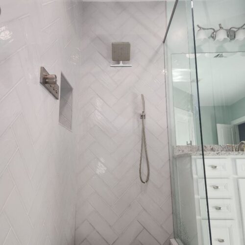 Custom Herringbone Shower Tile in Franklin, TN